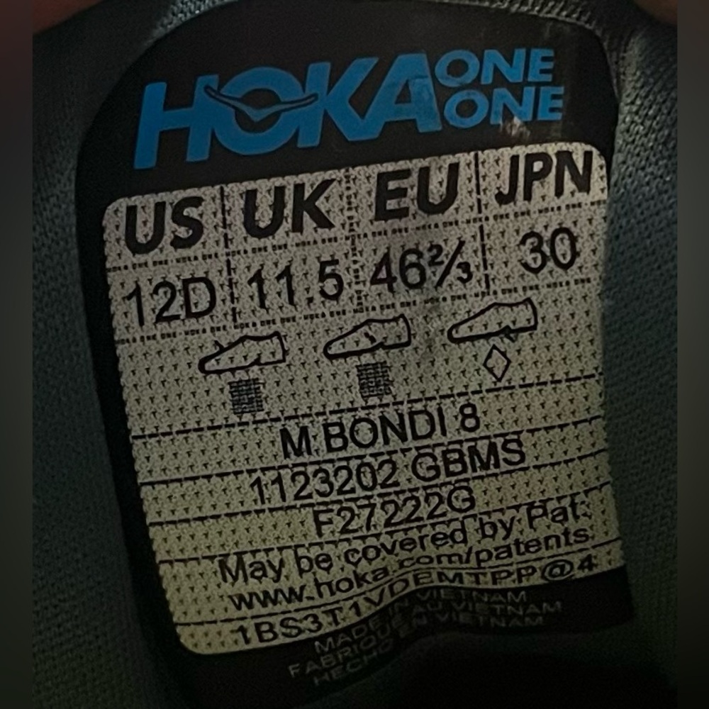 Hoka One One Bondi 8 REFLECTIVE Mens Size 12 Running Shoes Sneakers Goblin Blue - Picture 13 of 15